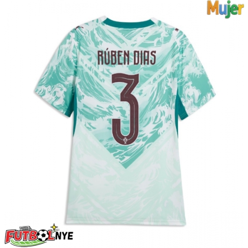 Camiseta Portugal Ruben Dias #3 Visitante Equipación para mujer Mundial 2026 manga corta